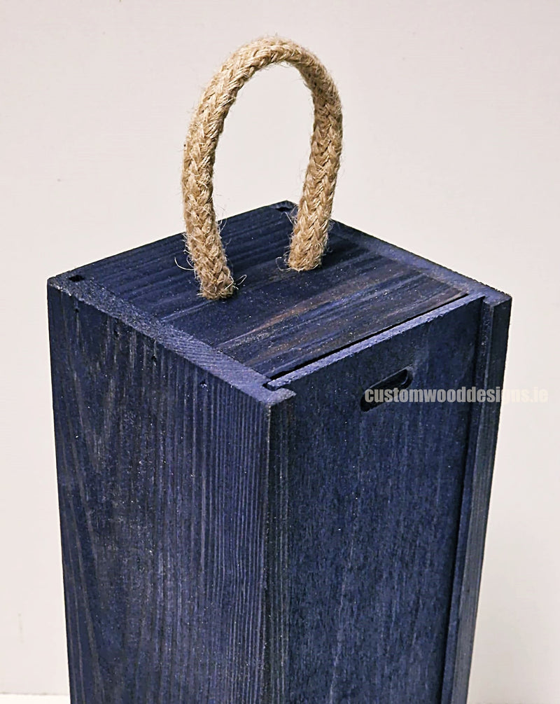 Load image into Gallery viewer, Sliding Lid Bottle Box - Single Blue x25 Bottle box Custom Wood Designs __label: Multibuy Bottle Boxes corporate gift gift box Gift Boxes irisg gift wooden Box CustomWoodDesignsIrelandCorporategiftboxesBottleBoxesGiftingboxesforbottleslaserengravedbottleboxespersonalisedbottleboxesCorporateboxesrusti_8_51450f3b-9675-4033-932e-9939882fd87f