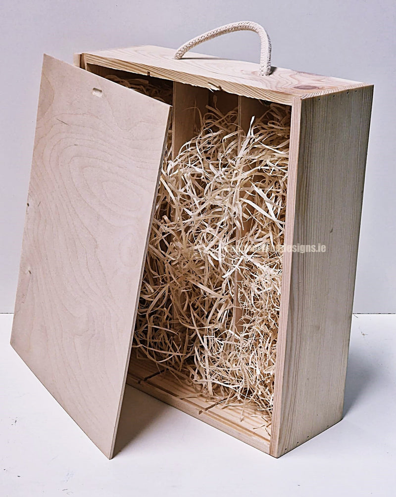 Load image into Gallery viewer, Sliding Lid 3 Bottle Box - Natural x25 Corporate Gift Box with Wood Wool Custom Wood Designs box corporate gift hamper triple wine box wood wool CustomWoodDesignsIrelandCorporategiftboxesBottleBoxesGiftingboxesforbottleslaserengravedbottleboxespersonalisedbottleboxesCorporateboxesrusticboxwinebo_16_a1a66db9-3929-4238-b6b5-3127