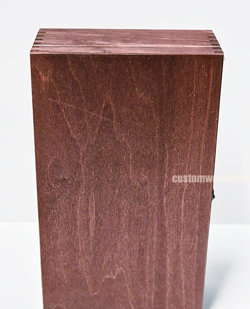 Load image into Gallery viewer, Hinged Lid 2 Bottle Box - Burgundy x25 Custom Wood Designs __label: Multibuy Bottle Box Bottle Boxes gift box Gift Boxes Single bottle box wooden Box CustomWoodDesignsIrelandCorporategiftboxesBottleBoxesGiftingboxesforbottleslaserengravedbottleboxespersonalisedbottleboxesCorporateboxesrusticboxwinebo_5_a1e98533-b78e-428d-afe4-094a5_d6e82c13-dcae-46fe-b971-dfaf4d16e042