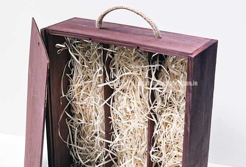 Load image into Gallery viewer, Sliding Lid 3 Bottle Box - Burgundy x25 Corporate Gift Box with Wood Wool Custom Wood Designs box corporate gift hamper triple wine box wood wool CustomWoodDesignsIrelandCorporategiftboxesBottleBoxesGiftingboxesforbottleslaserengravedbottleboxespersonalisedbottleboxesCorporateboxesrusticboxwinebo_9_b855fda2-f5ef-4c4b-b9d1-cef7f_616ab187-c7a7-4a6e-9567-798738372c7d