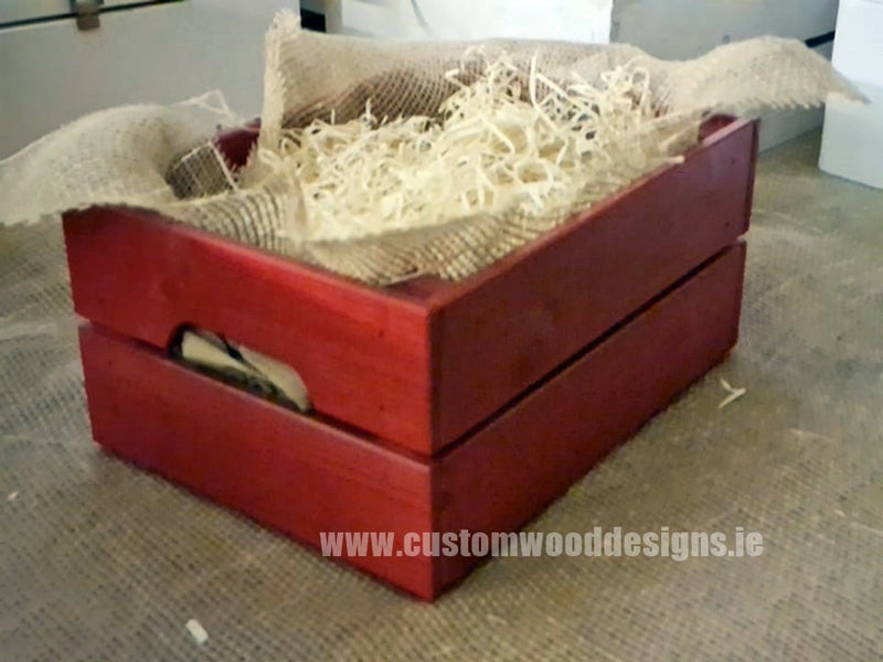 Load image into Gallery viewer, Small Hamper Crate Red SCHR 31 x 23 x 15 cm Create Your Own Hamper Custom Wood Designs crate crateburlap diy hamper make your own small wood wool create-your-own-hamper-default-title-small-hamper-crate-red-schr-31-x-23-x-15-cm-53612139086167