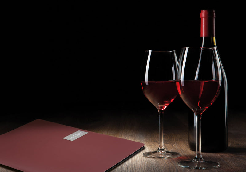 Load image into Gallery viewer, Red A4 leather menu pack of 10 Custom Wood Designs __label: Multibuy default-title-red-a4-leather-menu-pack-of-10-53613233570135