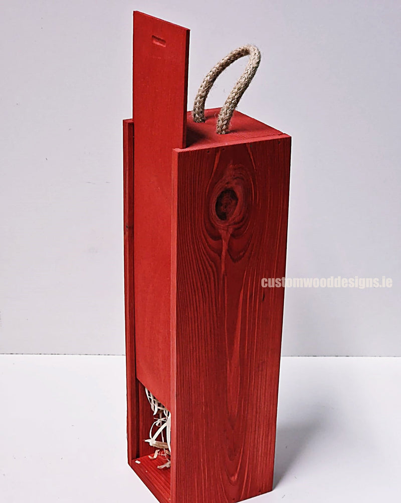 Load image into Gallery viewer, Sliding Lid Bottle Box - Single Red x25 Custom Wood Designs __label: Multibuy Bottle Box Bottle Boxes gift box Gift Boxes Single bottle box wooden Box default-title-sliding-lid-bottle-box-single-red-x25-52616567914839