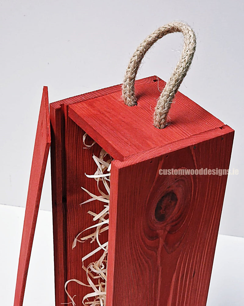 Load image into Gallery viewer, Sliding Lid Bottle Box - Single Red x25 Custom Wood Designs __label: Multibuy Bottle Box Bottle Boxes gift box Gift Boxes Single bottle box wooden Box default-title-sliding-lid-bottle-box-single-red-x25-53613496828247