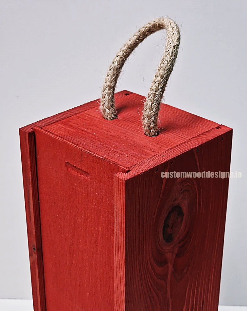 Load image into Gallery viewer, Sliding Lid Bottle Box - Single Red x25 Custom Wood Designs __label: Multibuy Bottle Box Bottle Boxes gift box Gift Boxes Single bottle box wooden Box default-title-sliding-lid-bottle-box-single-red-x25-53613497647447
