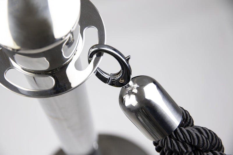 Load image into Gallery viewer, Four piece barrier poles with base with 5 ropes Custom Wood Designs white-four-piece-barrier-poles-with-base-with-5-ropes-53613671121239