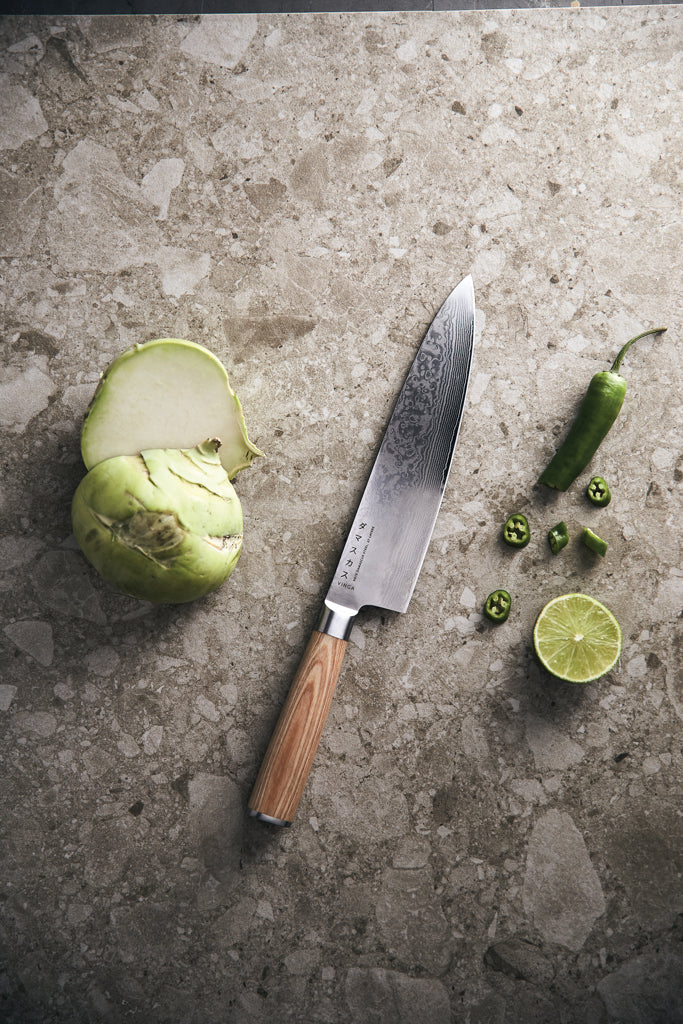 Load image into Gallery viewer, Hattasan Damascus chef’s edition knife - Custom Wood Designs
