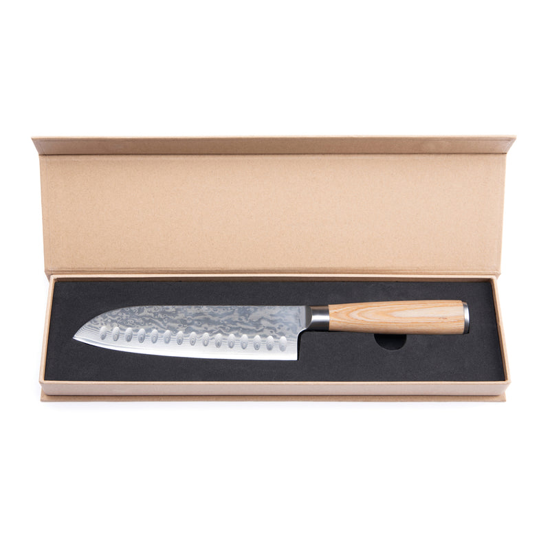Load image into Gallery viewer, Hattasan Damascus Santoku knife - Custom Wood Designs
