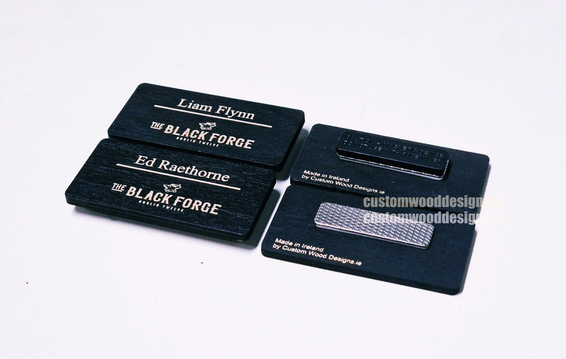 Load image into Gallery viewer, Black Birch Name Badges MOQ 10pcs Bespoke Made Custom Wood Designs __label: Multibuy retail CU3596_1
