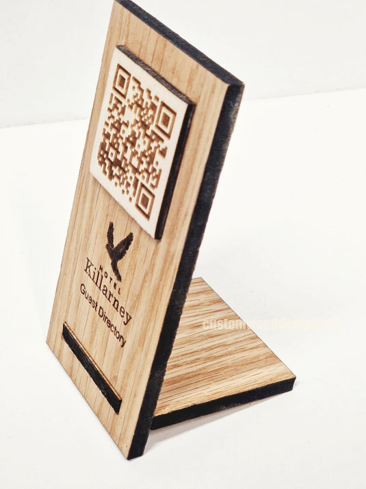 QR Display Stand - Laser Cut Light Oak 10-1000 Custom Wood Designs CU4314_1