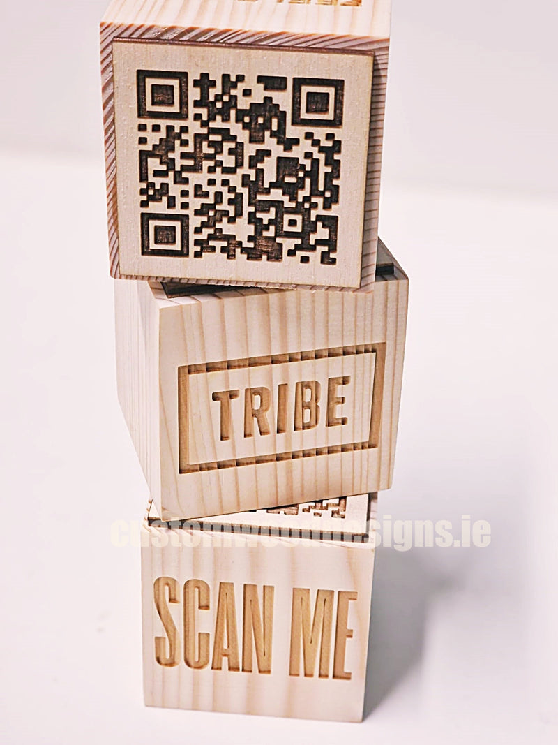 Load image into Gallery viewer, QR Code Block Natural 5 sides Branded 10-1000 Custom Wood Designs CU446E_1_78c2ee83-692d-41ba-a057-3e953a661895
