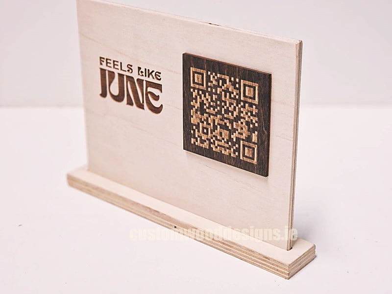 Load image into Gallery viewer, QR Display Stands A5 (Natural) 10-1000 Custom Wood Designs CUSTOM_2_543ece80-d0e6-4173-bafd-16b1d4b1cc39
