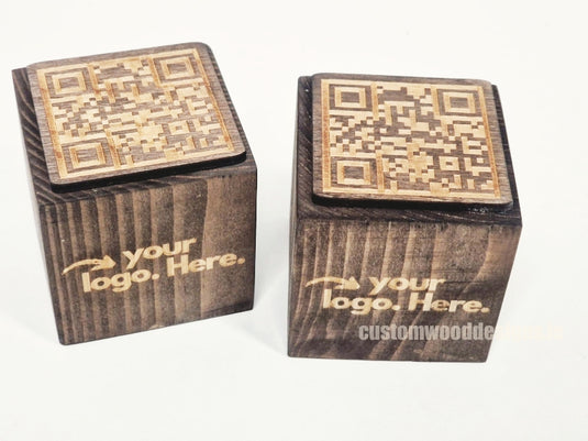 QR Code Block 3 sides Stained & Branded 10-1000 Custom Wood Designs CUSTOM_4_875657bb-4fe3-476f-b72d-a95291ee0b2f
