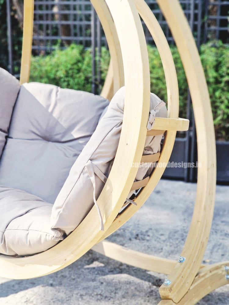 Load image into Gallery viewer, Globe Wood Hanging Chair &amp; Stand Set - Custom Wood Designs
