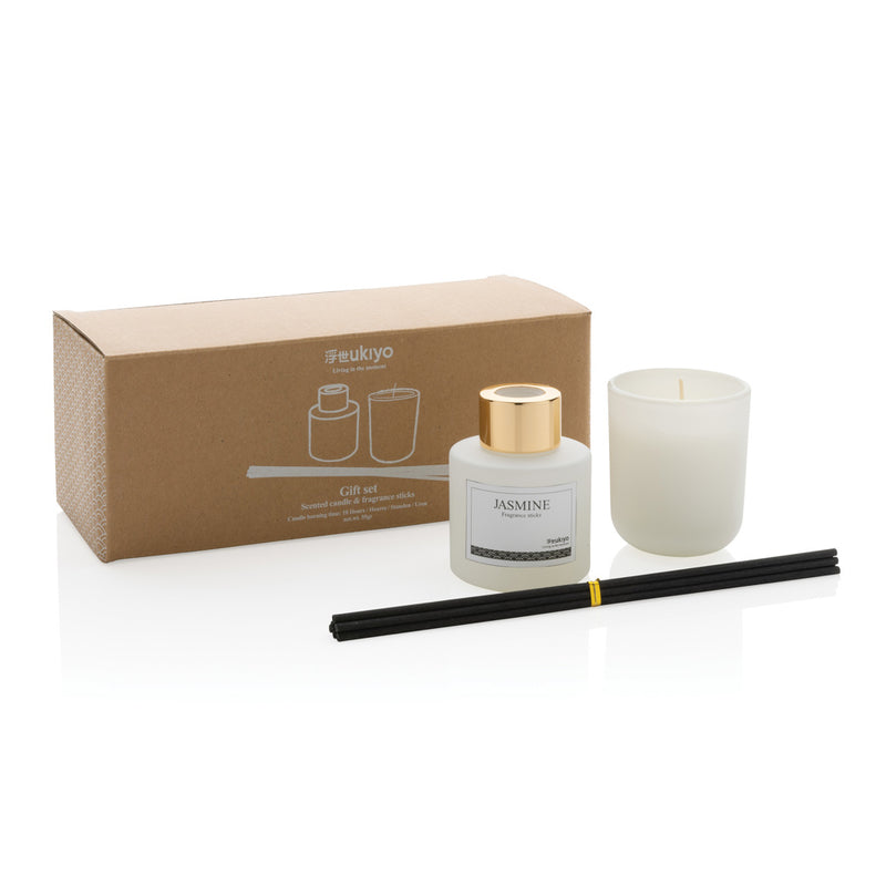 Load image into Gallery viewer, Ukiyo candle and fragrance sticks gift set - Custom Wood Designs
