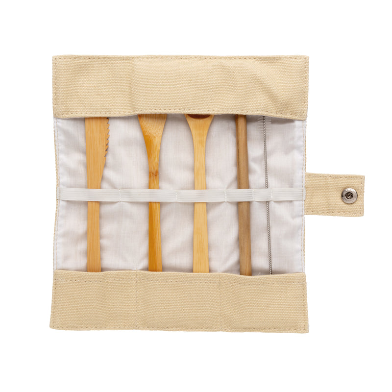 Load image into Gallery viewer, Reusable bamboo travel cutlery set - Custom Wood Designs
