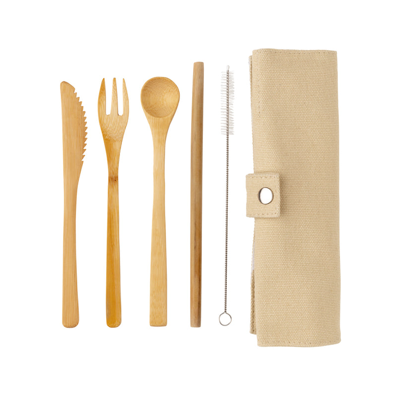 Load image into Gallery viewer, Reusable bamboo travel cutlery set - Custom Wood Designs
