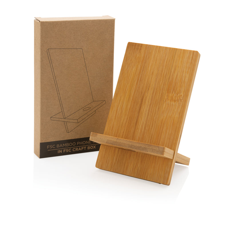Load image into Gallery viewer, Bamboo phone stand in kraft box - Custom Wood Designs

