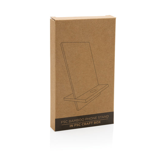 Bamboo phone stand in kraft box - Custom Wood Designs