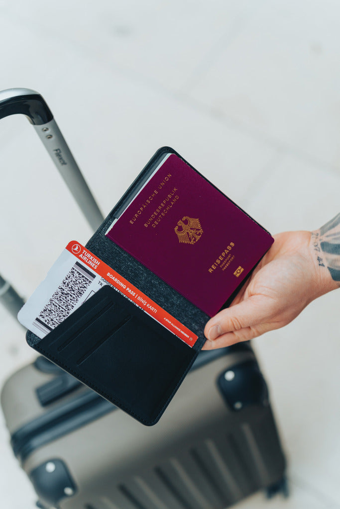 Load image into Gallery viewer, Trackmate RCS rpolyester passport holder worldwide locating - Custom Wood Designs
