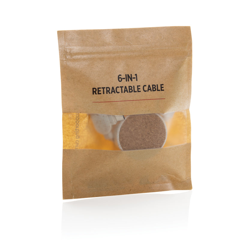 Load image into Gallery viewer, Cork and Wheat 6-in-1 retractable cable - Custom Wood Designs
