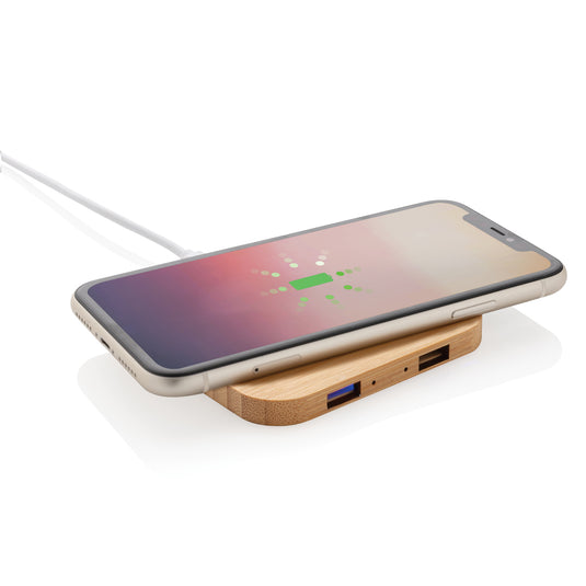 Bamboo 5W wireless charger with USB - Custom Wood Designs