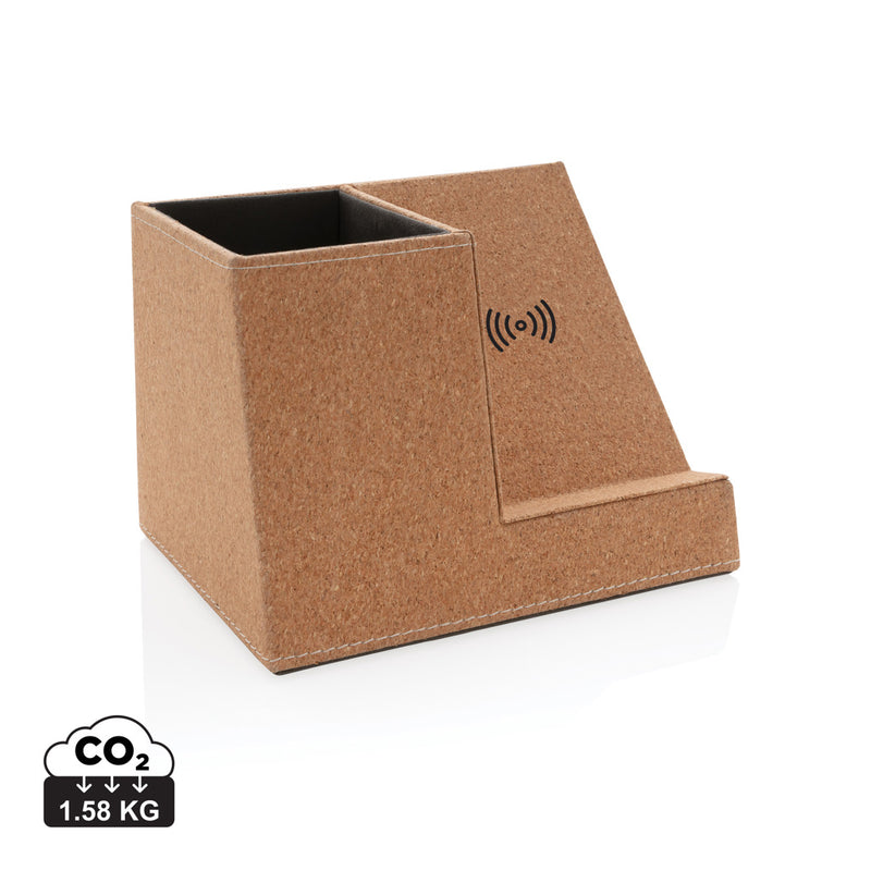Load image into Gallery viewer, Cork pen holder and 5W wireless charger - Custom Wood Designs

