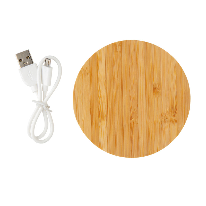 Load image into Gallery viewer, Bamboo 5W round wireless charger - Custom Wood Designs
