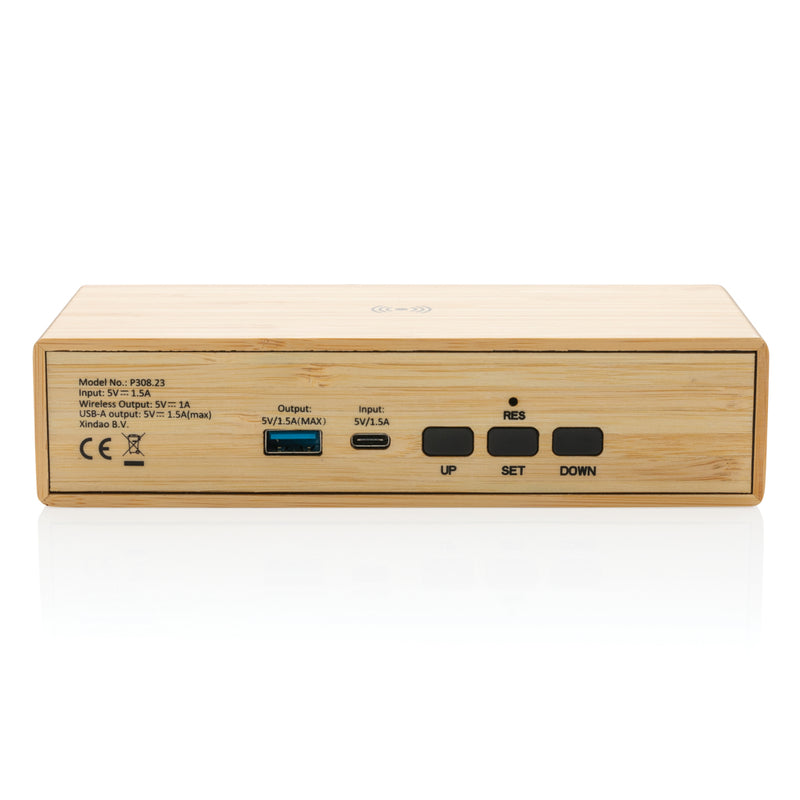 Load image into Gallery viewer, Bamboo alarm clock with 5W wireless charger - Custom Wood Designs
