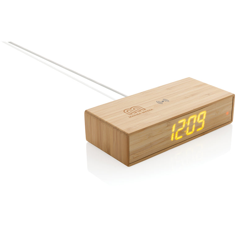 Load image into Gallery viewer, Bamboo alarm clock with 5W wireless charger - Custom Wood Designs
