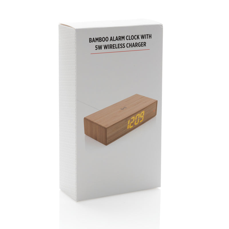 Load image into Gallery viewer, Bamboo alarm clock with 5W wireless charger - Custom Wood Designs
