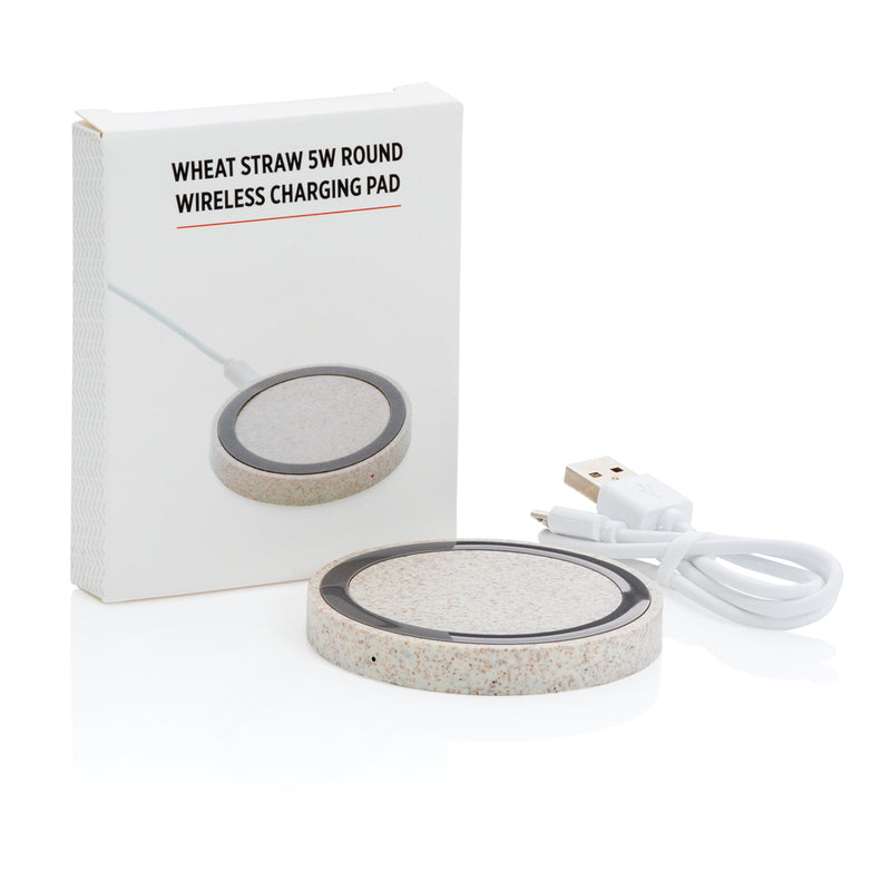 Load image into Gallery viewer, Wheat Straw 5W round wireless charging pad - Custom Wood Designs
