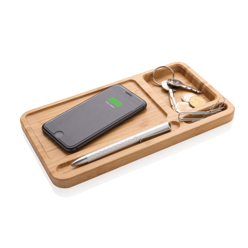 Load image into Gallery viewer, Bamboo desk organiser 10W wireless charger - Custom Wood Designs
