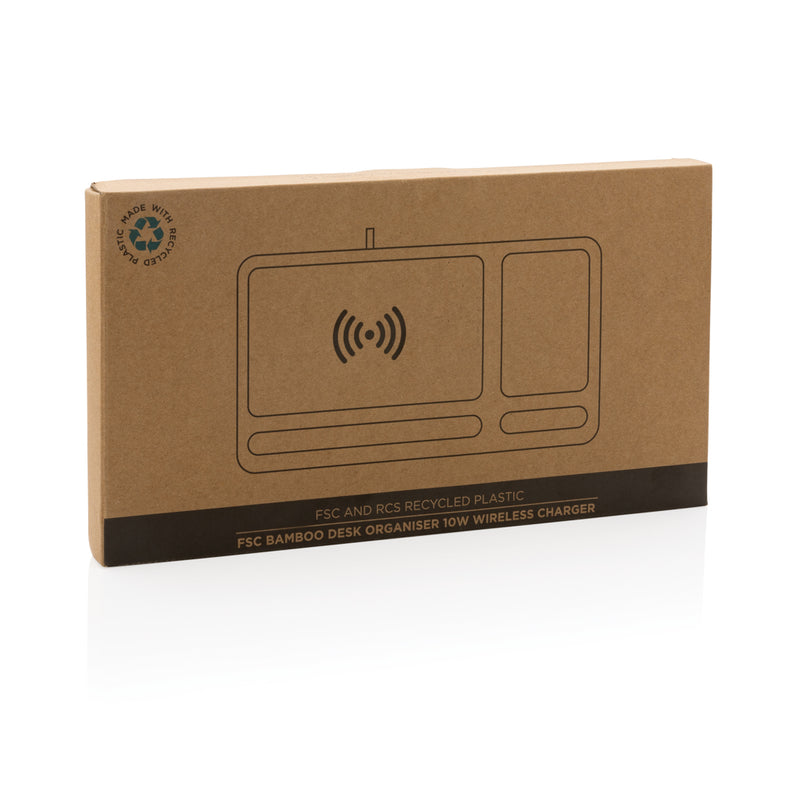 Load image into Gallery viewer, Bamboo desk organiser 10W wireless charger - Custom Wood Designs
