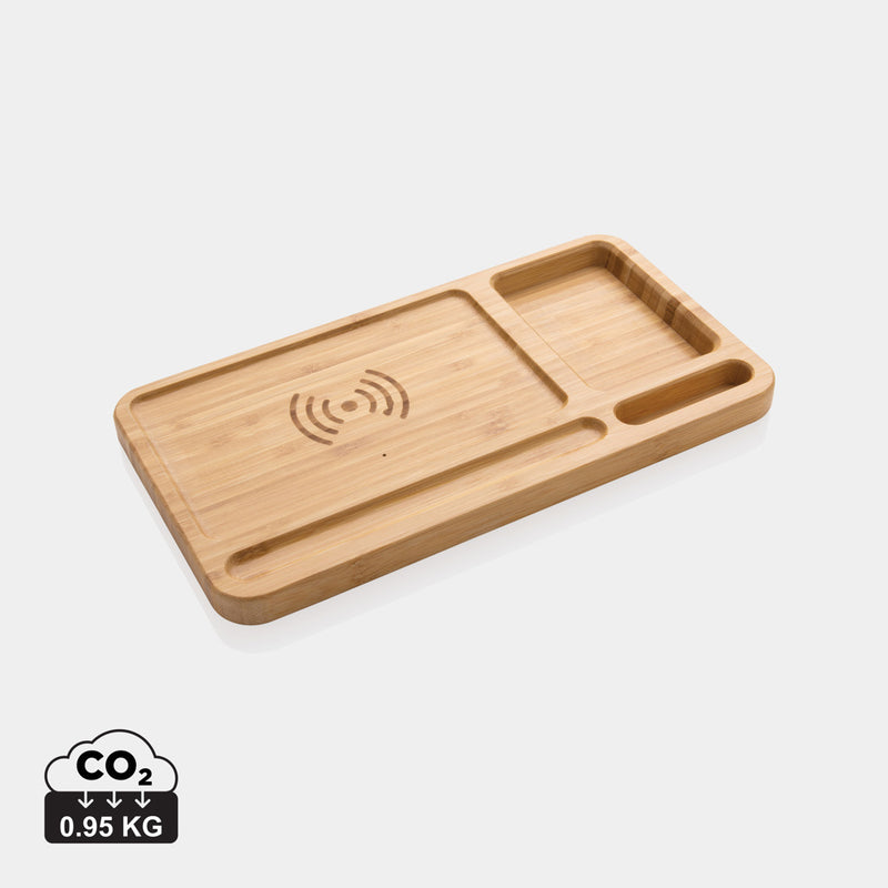 Load image into Gallery viewer, Bamboo desk organiser 10W wireless charger - Custom Wood Designs
