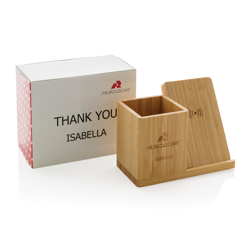 Load image into Gallery viewer, Calgary bamboo 10W wireless charger - Custom Wood Designs
