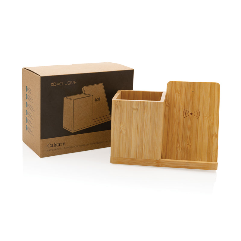 Load image into Gallery viewer, Calgary bamboo 10W wireless charger - Custom Wood Designs
