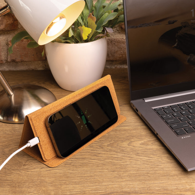 Load image into Gallery viewer, 10W wireless charging cork mousepad and stand - Custom Wood Designs
