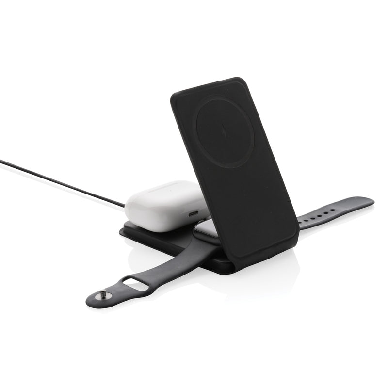 Load image into Gallery viewer, Swiss Peak RCS rPU 15W  3-in-1 magnetic wireless charger - Custom Wood Designs
