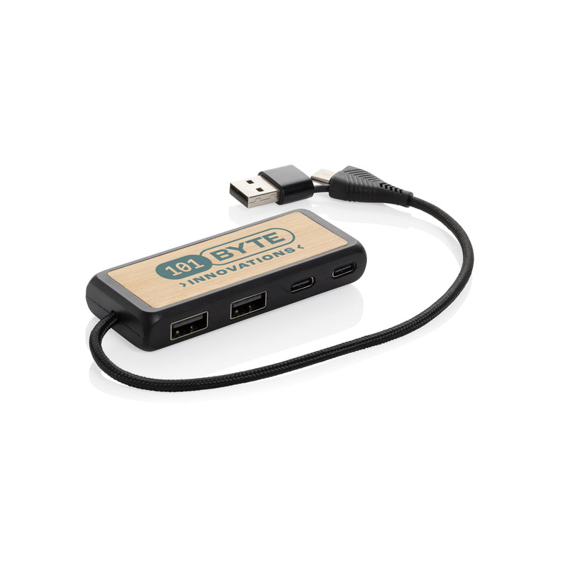 Load image into Gallery viewer, Link RCS recycled plastic and bamboo dual Input USB hub - Custom Wood Designs
