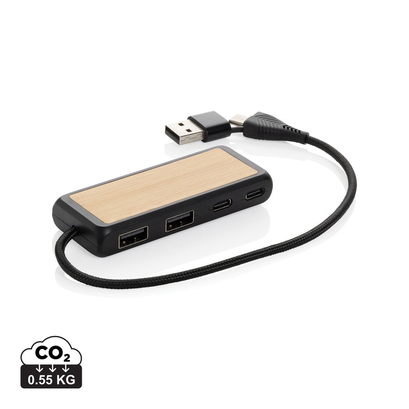 Load image into Gallery viewer, Link RCS recycled plastic and bamboo dual Input USB hub - Custom Wood Designs
