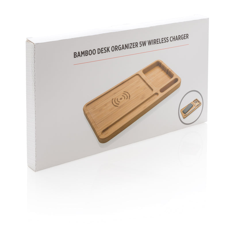 Load image into Gallery viewer, Bamboo desk organiser 5W wireless charger - Custom Wood Designs
