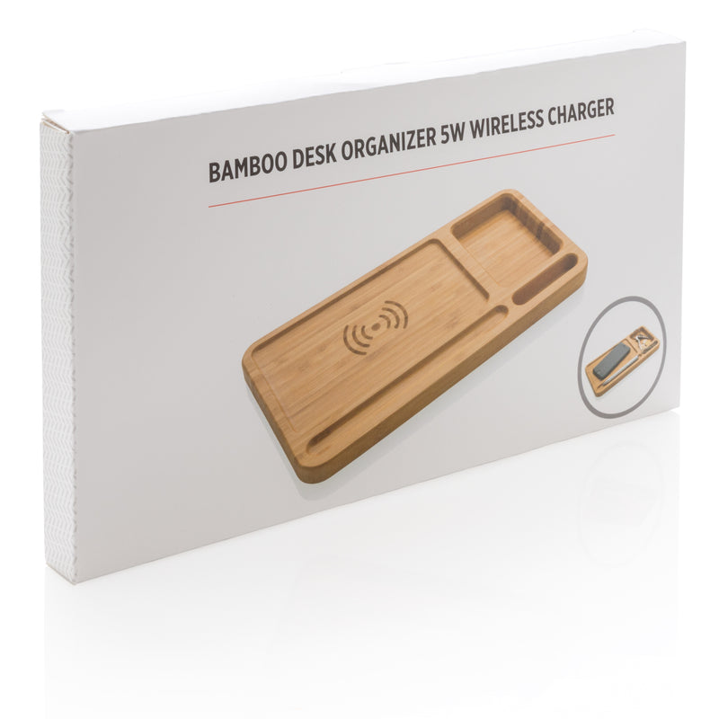 Load image into Gallery viewer, Bamboo desk organiser 5W wireless charger - Custom Wood Designs
