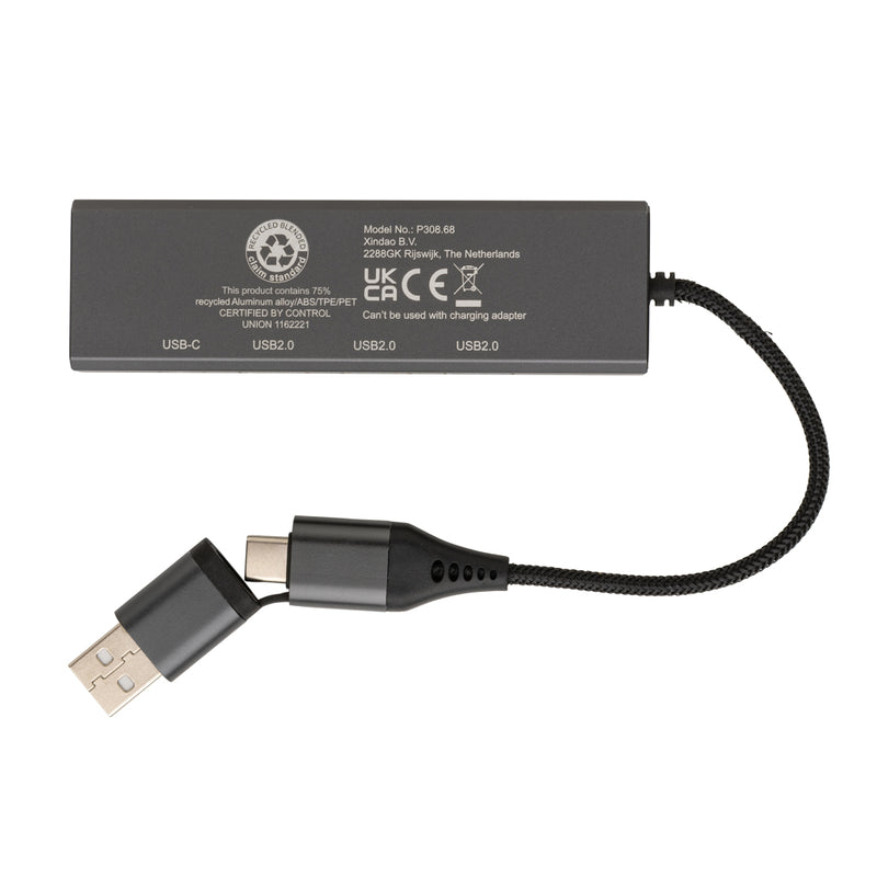 Load image into Gallery viewer, Terra RCS recycled aluminium hub with 3 USB ports - Custom Wood Designs
