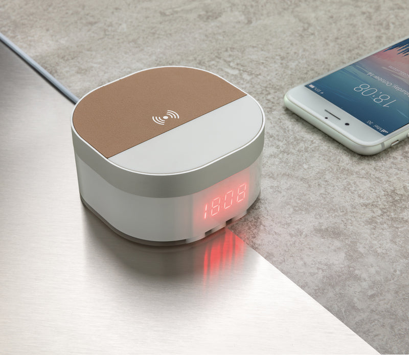 Load image into Gallery viewer, Aria 5W Wireless Charging Digital Clock - Custom Wood Designs
