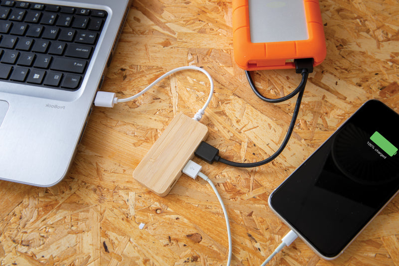 Load image into Gallery viewer, Bamboo hub with Type-C - Custom Wood Designs

