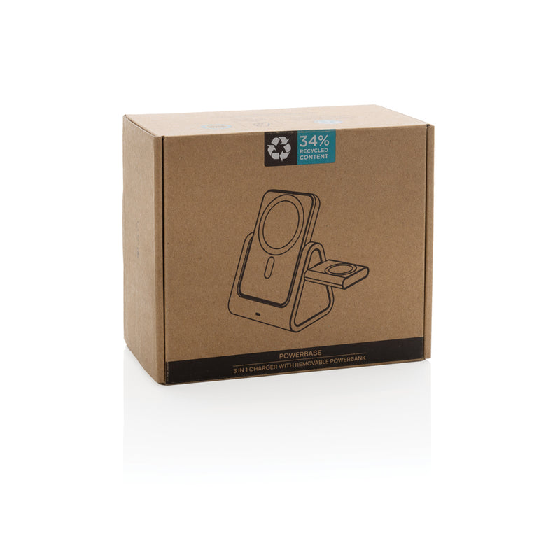 Load image into Gallery viewer, Powerbase RCS recycled plastic 3 in 1 charger with powerbank - Custom Wood Designs
