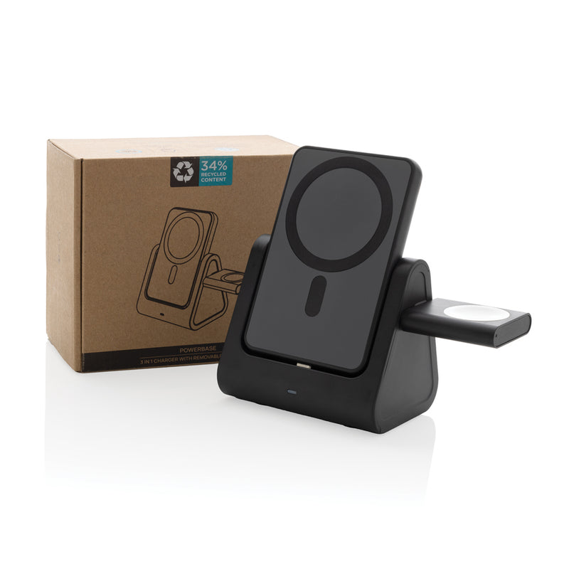 Load image into Gallery viewer, Powerbase RCS recycled plastic 3 in 1 charger with powerbank - Custom Wood Designs

