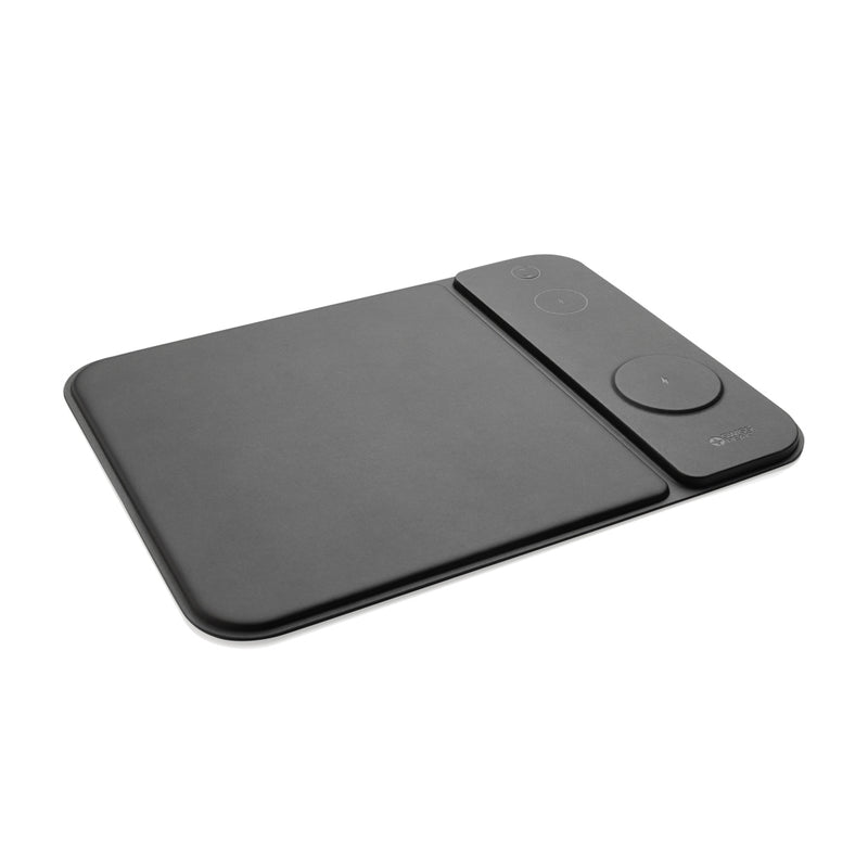 Load image into Gallery viewer, Swiss peak RCS recycled PU 15W 3 in 1 charging mousepad - Custom Wood Designs
