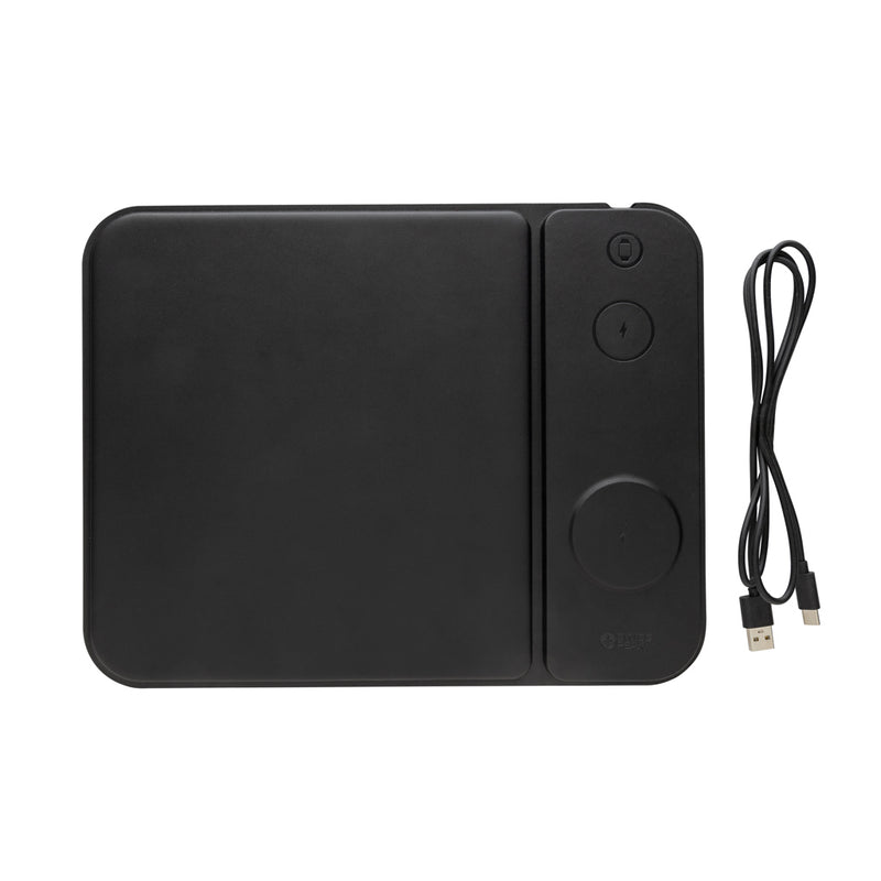 Load image into Gallery viewer, Swiss peak RCS recycled PU 15W 3 in 1 charging mousepad - Custom Wood Designs
